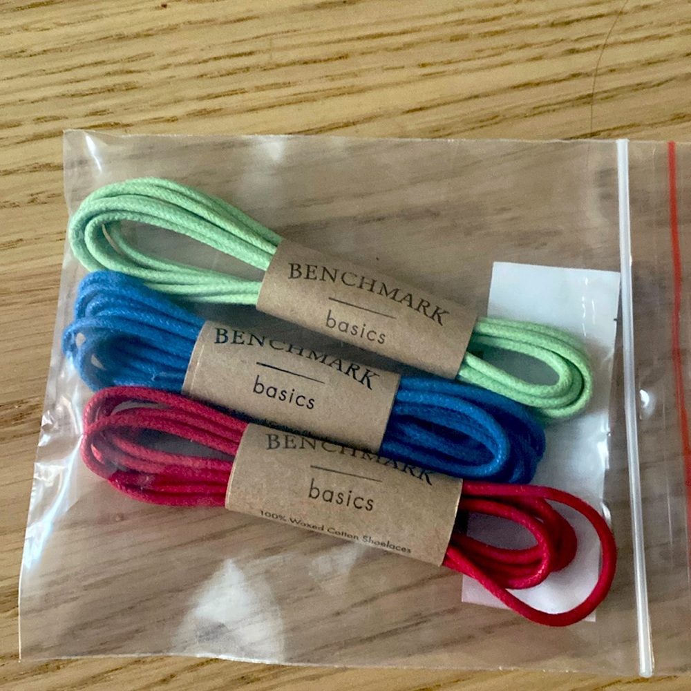 Benchmark waxed leather thin shoelaces
